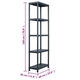 Storage Shelf Rack Black 125 kg 60x30x180 cm Plastic - Low Angle