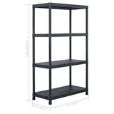Storage Shelf Rack Black 200 kg 80x40x138 cm Plastic - Low Angle