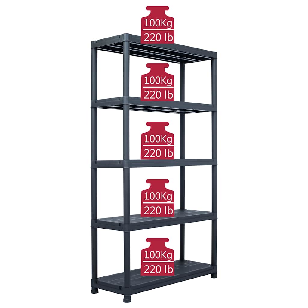 Storage Shelf Rack Black 500 kg 100x40x180 cm Plastic