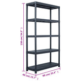 Storage Shelf Rack Black 220 kg 90x40x138 cm Plastic - Close-Up Angle