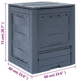 Garden Composter Grey 60x60x73 cm 260 L - Close-Up Angle