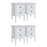 Nightstands 4 pcs with 2 Drawers MDF White - Front View