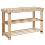 2-in-1 Shoe Rack with Bench Top 2 pcs Solid Wood