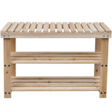 2-in-1 Shoe Rack with Bench Top 2 pcs Solid Wood - Side View