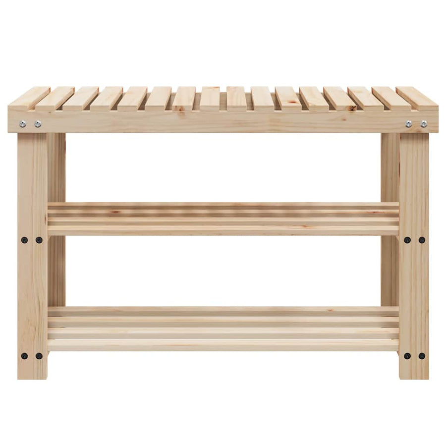 2-in-1 Shoe Rack with Bench Top 2 pcs Solid Wood