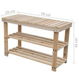 2-in-1 Shoe Rack with Bench Top 2 pcs Solid Wood - Top-Down View