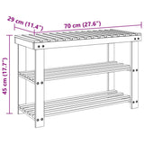 2-in-1 Shoe Rack with Bench Top 2 pcs Solid Wood - Rear View