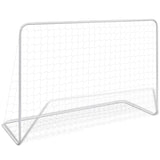 Football Goals 2 pcs with Nets 182x61x122 cm Steel White - Front View