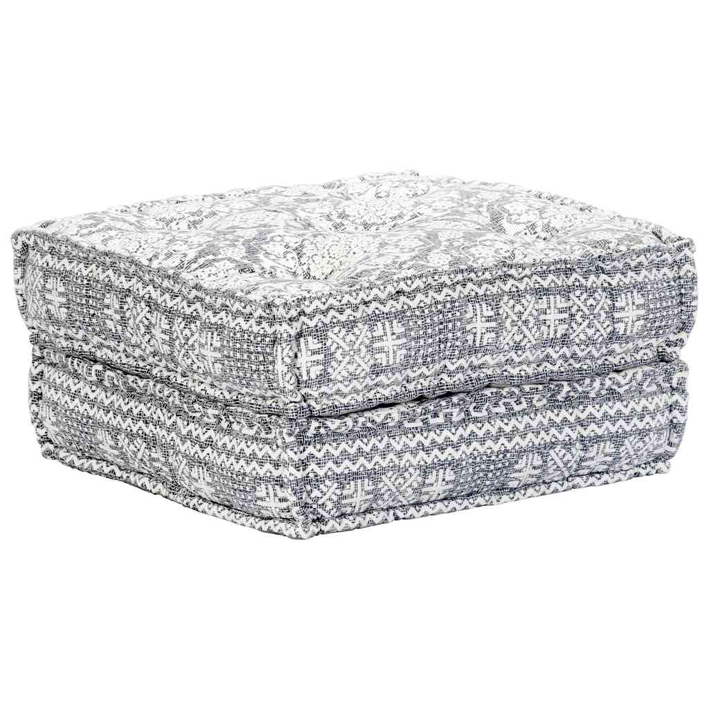 2-Seater Modular Pouffe Light Grey Fabric