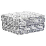 2-Seater Modular Pouffe Light Grey Fabric - Side View
