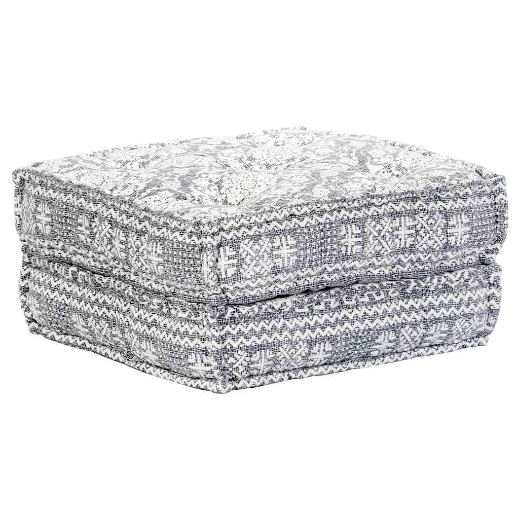 4-Seater Modular Pouffe Light Grey Fabric