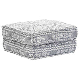 4-Seater Modular Pouffe Light Grey Fabric