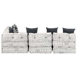 4-Seater Modular Pouffe Light Grey Fabric