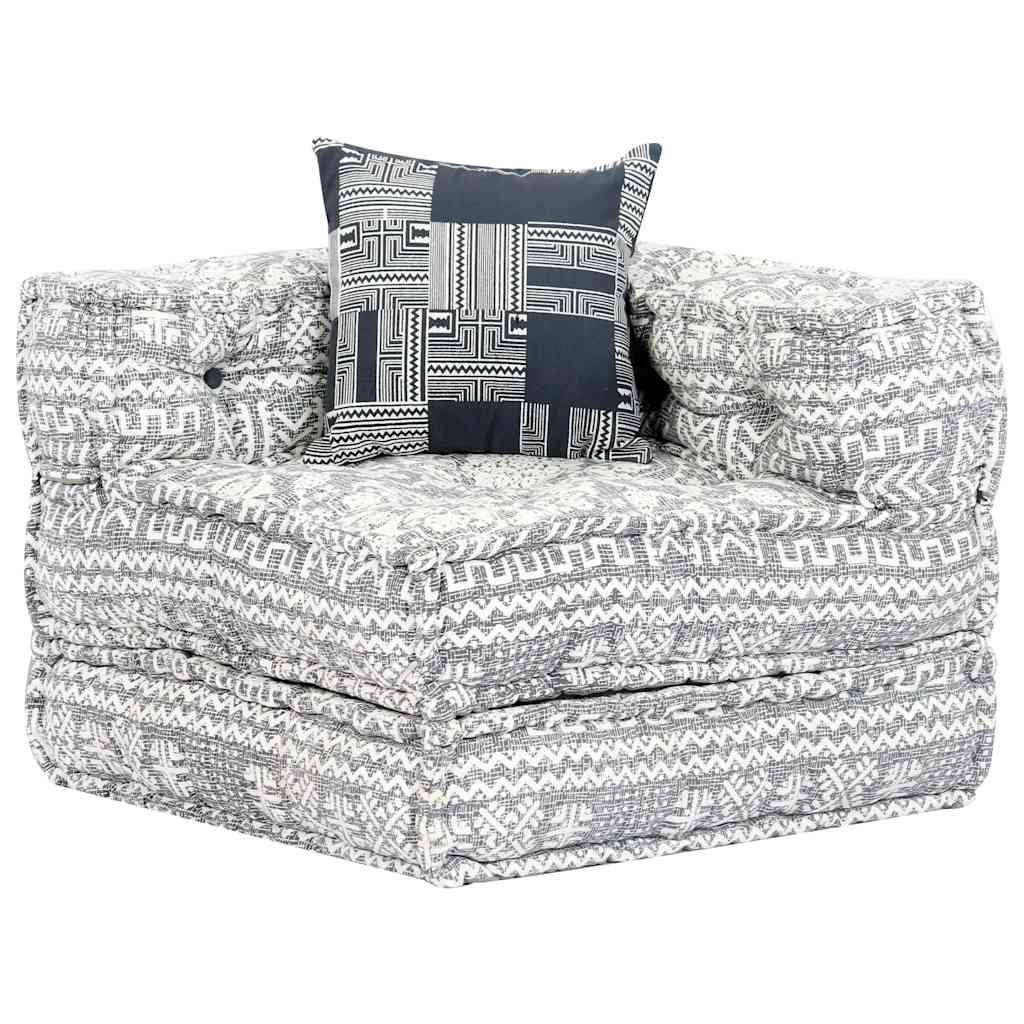 4-Seater Modular Pouffe Light Grey Fabric