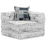 4-Seater Modular Pouffe Light Grey Fabric - 45-Degree Angle