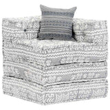 4-Seater Modular Pouffe Light Grey Fabric