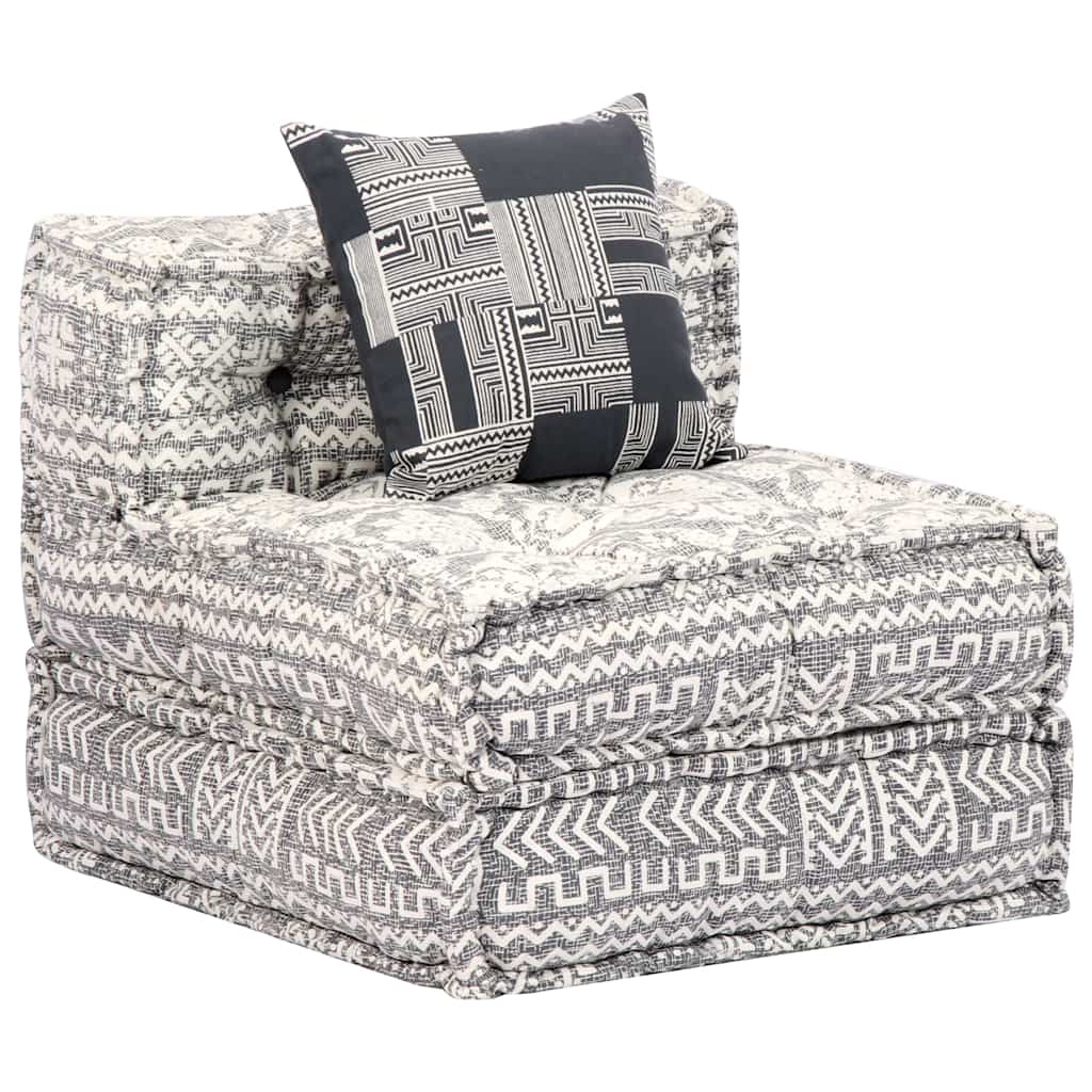 4-Seater Modular Pouffe Light Grey Fabric
