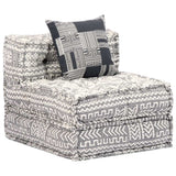 4-Seater Modular Pouffe Light Grey Fabric