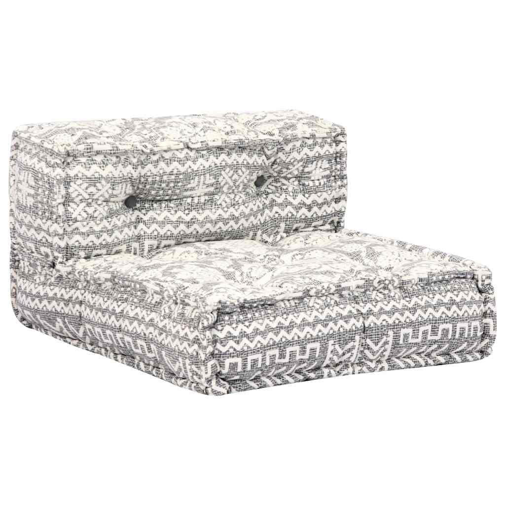 4-Seater Modular Pouffe Light Grey Fabric