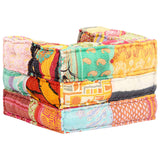 Modular Pouffe Patchwork Fabric - Front View