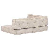 Pouffe Beige Fabric - Side View