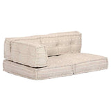 Pouffe Beige Fabric - Low Angle