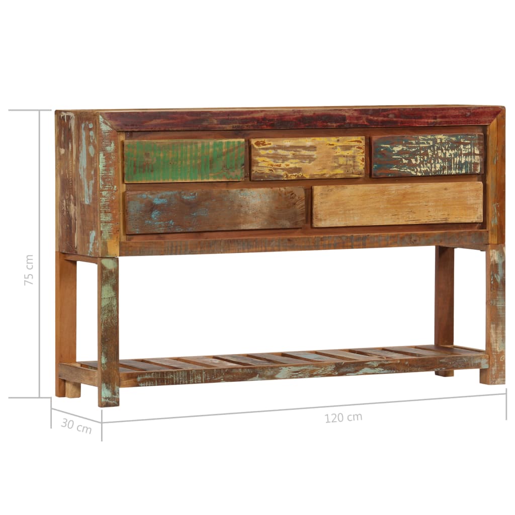 Sideboard 120x30x75 Cm Solid Reclaimed Wood- Natural