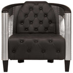 Aviator Armchair Black Real Leather