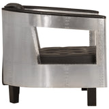 Aviator Armchair Black Real Leather - Side View