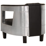 Aviator Armchair Black Real Leather - Top-Down View