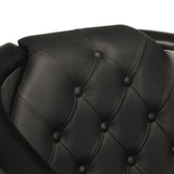 Aviator Armchair Black Real Leather - 45-Degree Angle