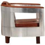 Aviator Armchair Brown Real Leather
