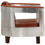 Aviator Armchair Brown Real Leather - Side View