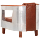 Aviator Armchair Brown Real Leather - Top-Down View