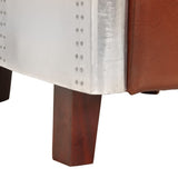 Aviator Armchair Brown Real Leather - Close-Up Angle