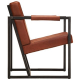 Armchair Brown Real Leather - Side View