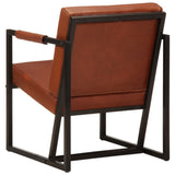 Armchair Brown Real Leather - Top-Down View