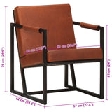 Armchair Brown Real Leather - Extra Image