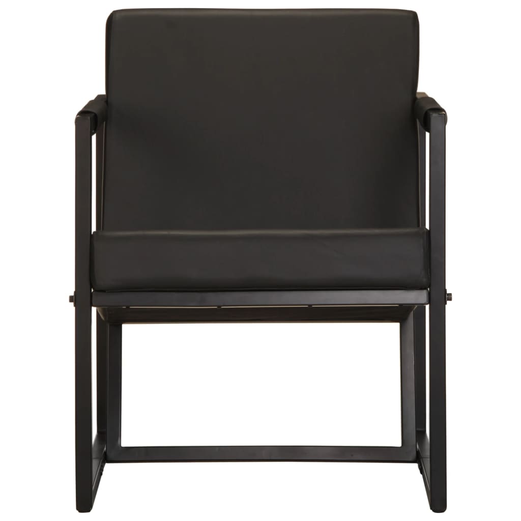 Armchair Black Real Leather