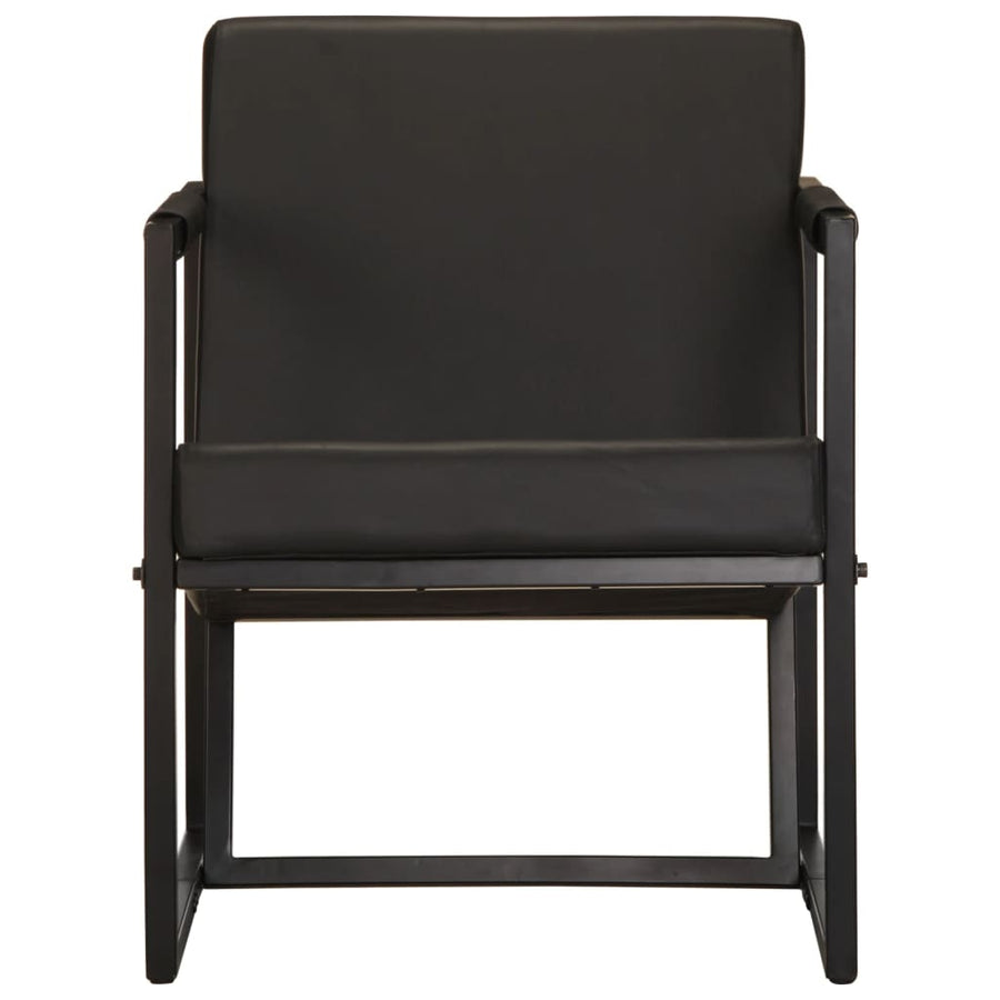 Armchair Black Real Leather