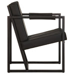 Armchair Black Real Leather