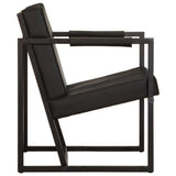 Armchair Black Real Leather - Side View