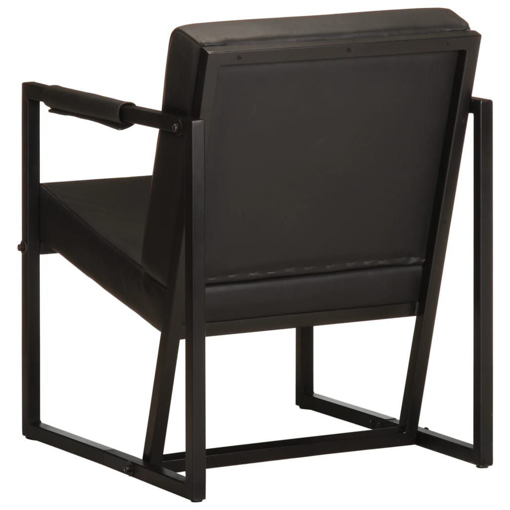 Armchair Black Real Leather