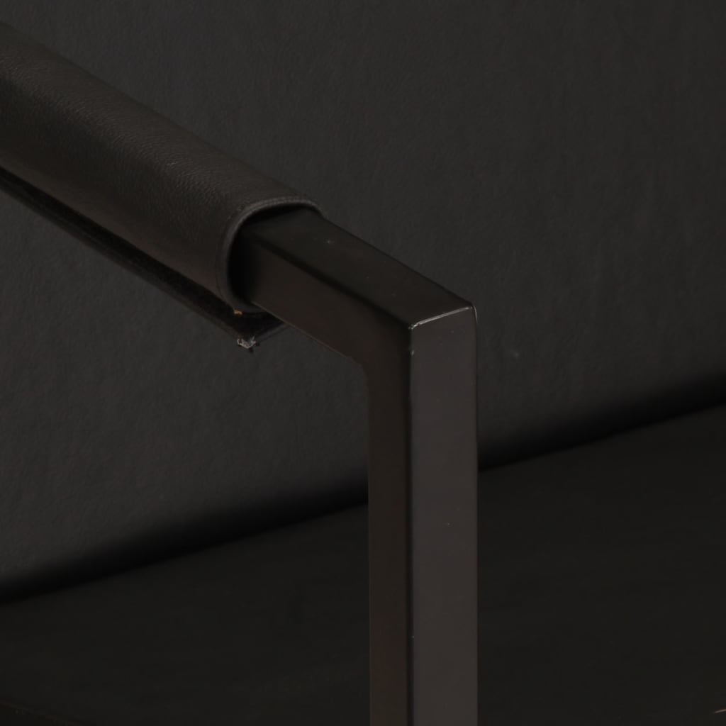 Armchair Black Real Leather