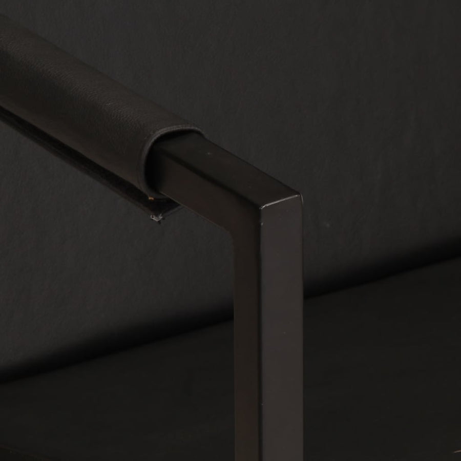 Armchair Black Real Leather