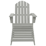 Garden Chair with Ottoman Wood Grey - Front View