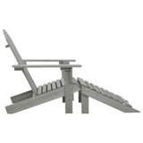 Garden Chair with Ottoman Wood Grey - Side View