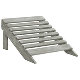 Garden Chair with Ottoman Wood Grey - 45-Degree Angle