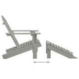 Garden Chair with Ottoman Wood Grey - Close-Up Angle