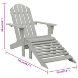 Garden Chair with Ottoman Wood Grey - Low Angle